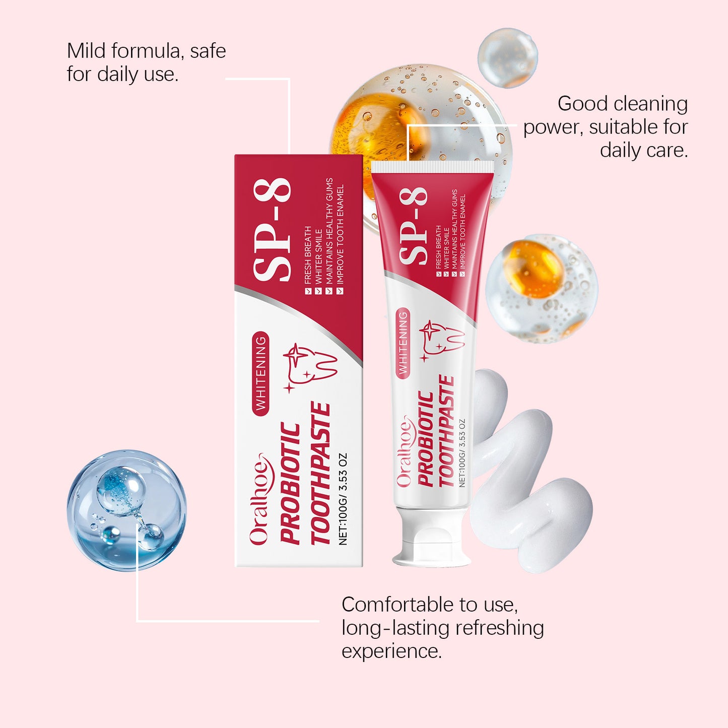 Oralhoe Toothpaste - Daily cleaning of food debris and impurities in the oral cavity, freshens breath, maintains tooth radiance, gentle and comfortable-3@OK