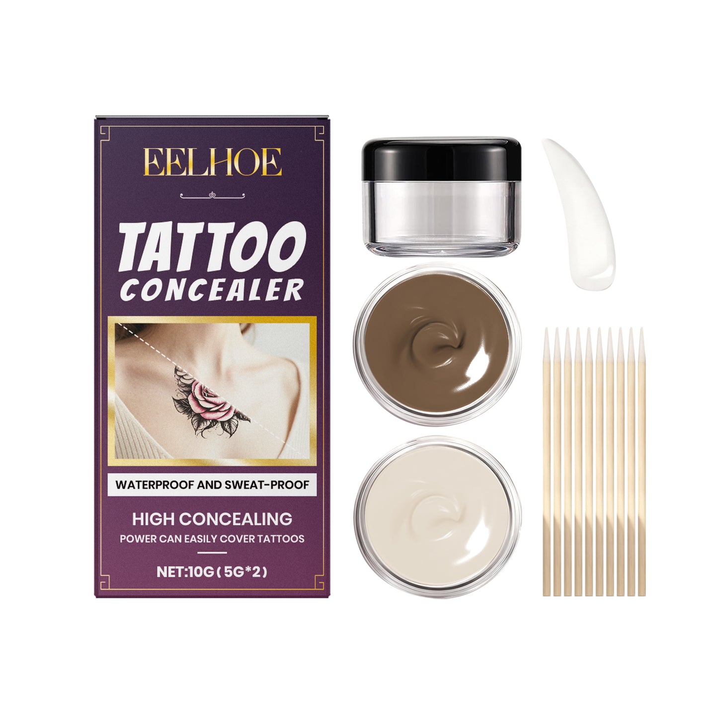 EELHOE Tattoo Concealer Kit - Seamless, long-lasting coverage that blends naturally with your skin tone. Ideal for various occasions.-LU