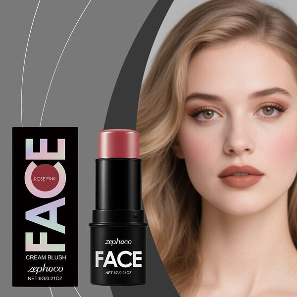 Zephoco Rose Pink Long-Lasting Blush Stick - Easy to Blend & Pigmented for a Daily Aura-CJY