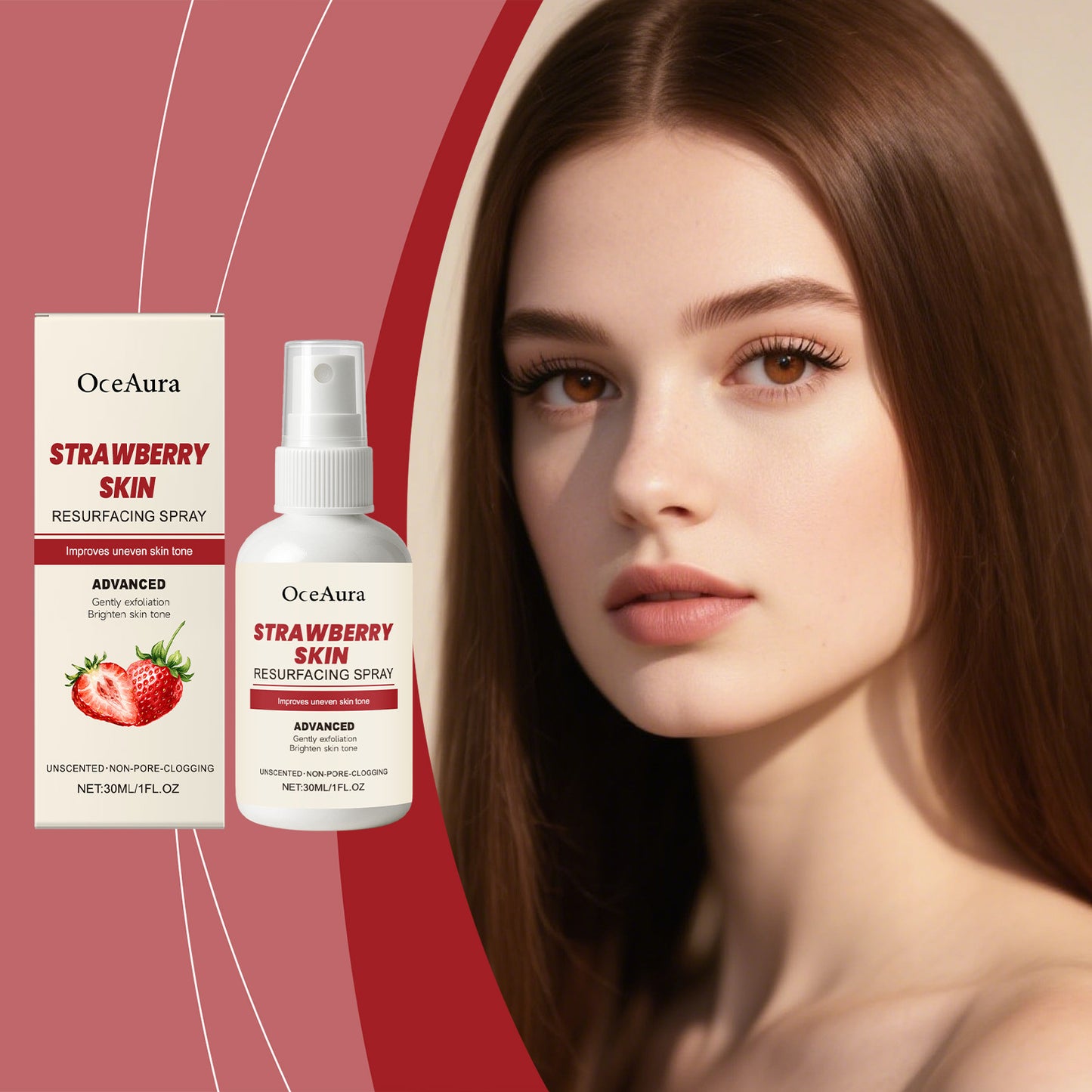 OceAura Strawberry Skin Hydrating Mist - Gentle Moisturizing, Refreshing & Fine Care for Soft, Supple Skin-YQ