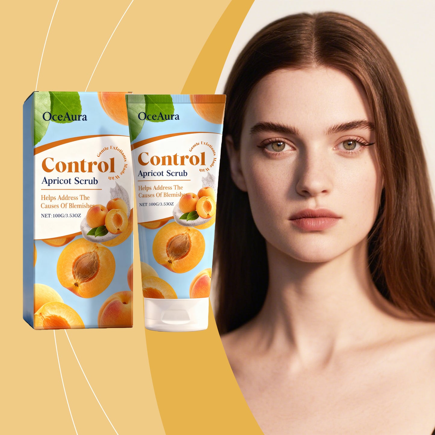 OceAura Apricot Facial Scrub - Gentle Exfoliation for Pore Cleansing & Smooth Hydration, Refreshing Face Polish-YQ