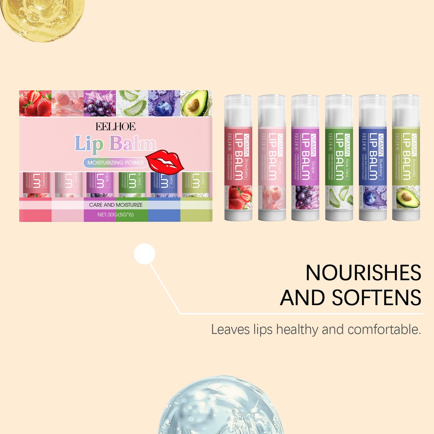 EELHOE Nourishing Lip Balm Set - Daily Moisturizing Care with Gentle Formula for Soft, Supple Lips-YQ